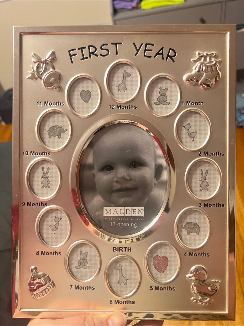 Malden Rose Gold First Year Baby Photo Frame